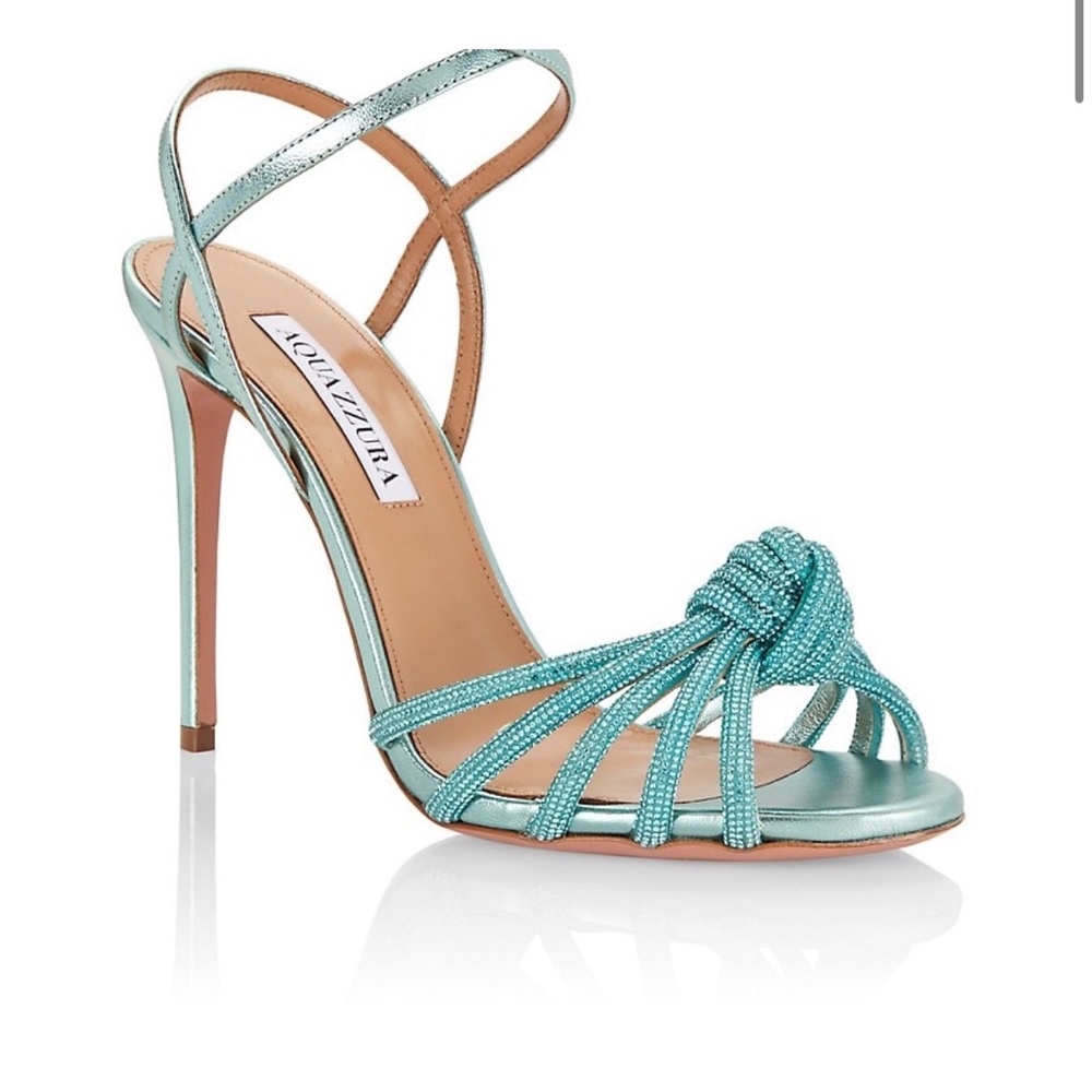 Aquazzura Celeste heels in aqua. Never worn, comes with box and dust bags